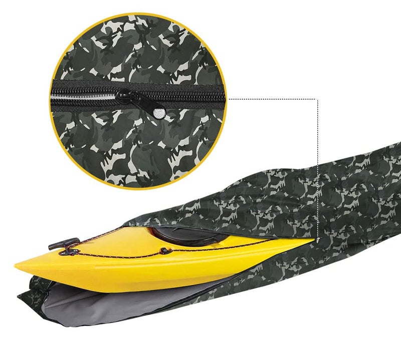iCover i COVER 13ft Kayak Cover- Water Proof Heavy Duty Canoes/Kayaks Covers Fits Canoe or Paddleboards up to 13ft Long and Beam Width up to 30in, Camo - Image 2